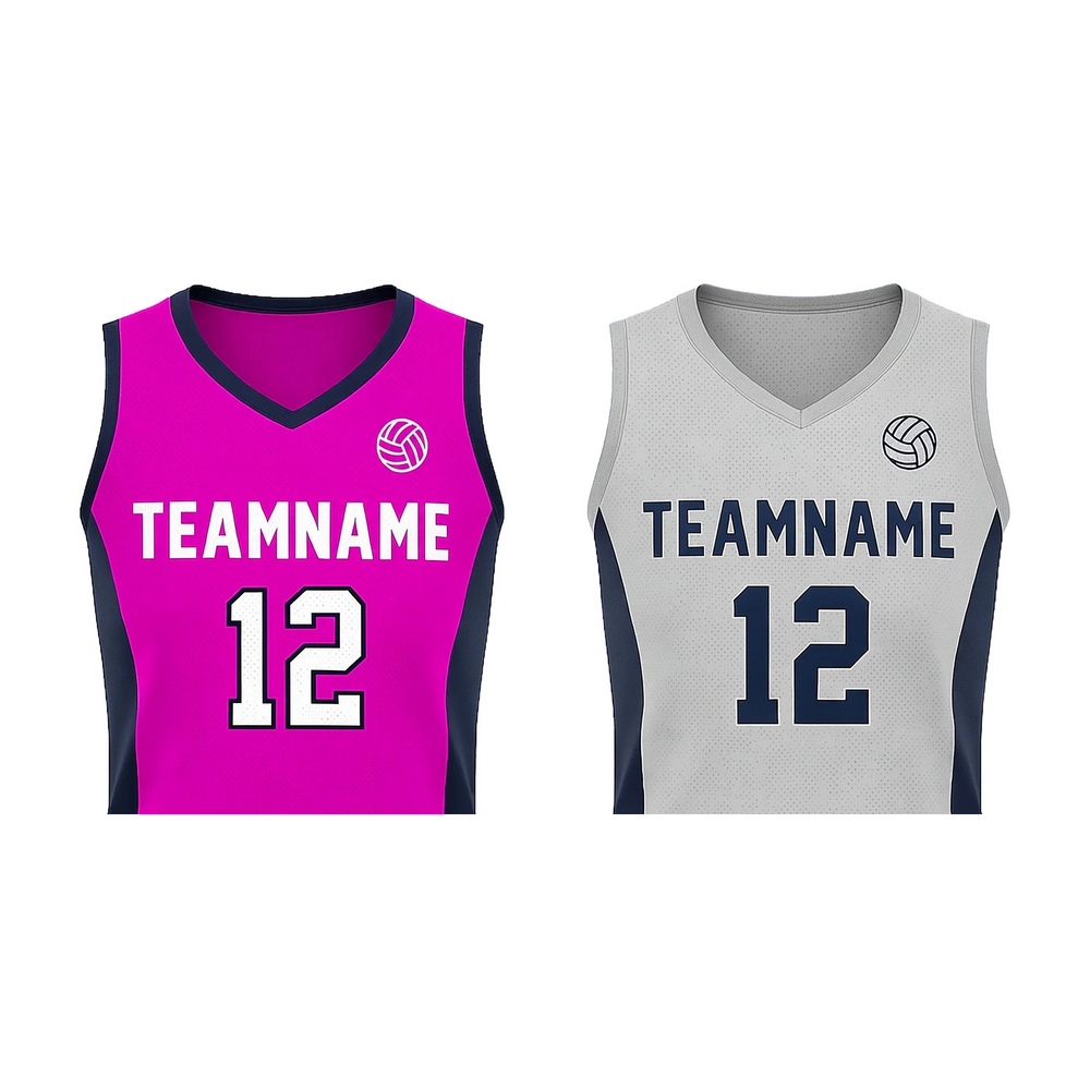 Custom VolleyBall Team Package - VBT3 close-up of primary volleyball jerseys, team name, and package details