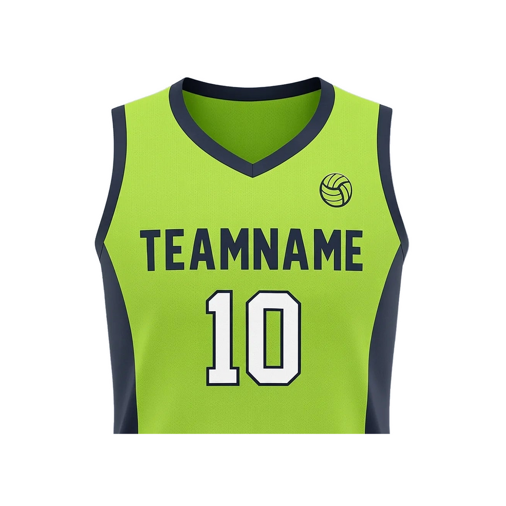 Custom VolleyBall Team Package - VBT4 close-up of primary volleyball jersey, team name, and package details