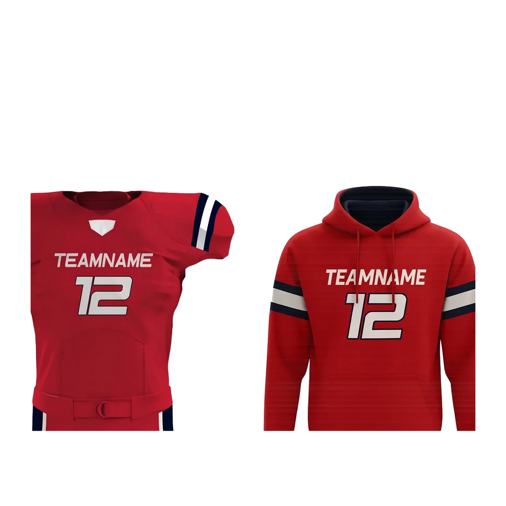Custom Football Team Package FBT3 close-up of primary uniform and package details