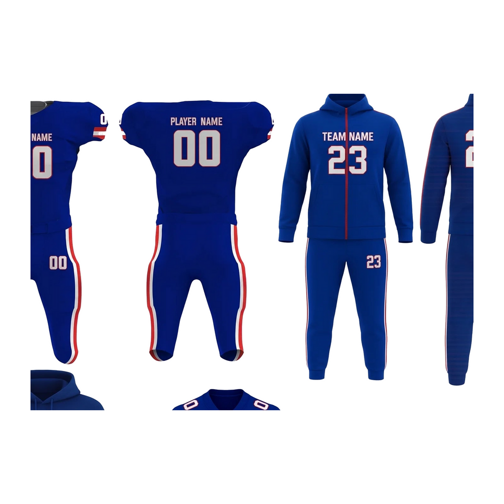 Custom Football Team Package FBT5 close-up showing collar, lettering, fabric, and design detail