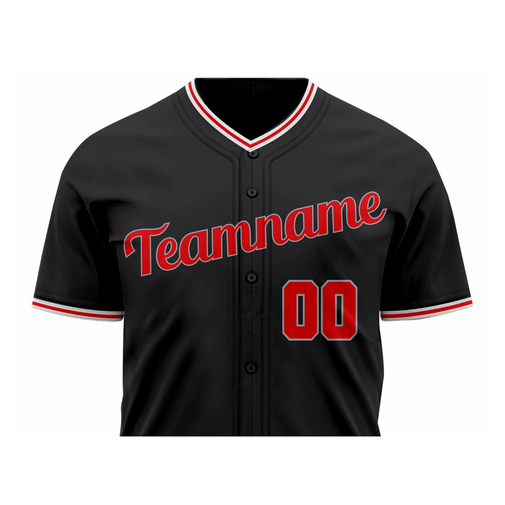 Versus Sportz Custom Baseball Jersey- BB5 close-up showing collar logo buttons and fabric detail