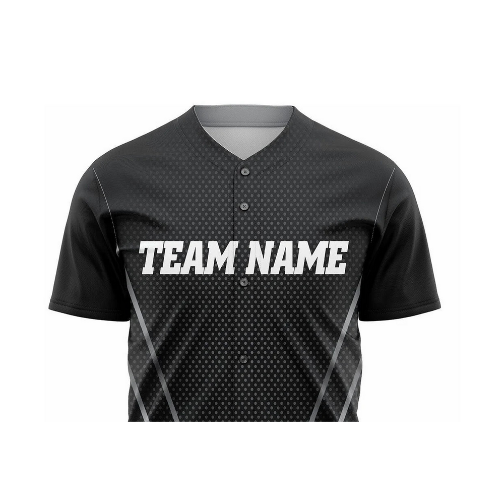 Versus Sportz Custom Softball Jersey- SF2 close-up showing collar, lettering, fabric, and design detail
