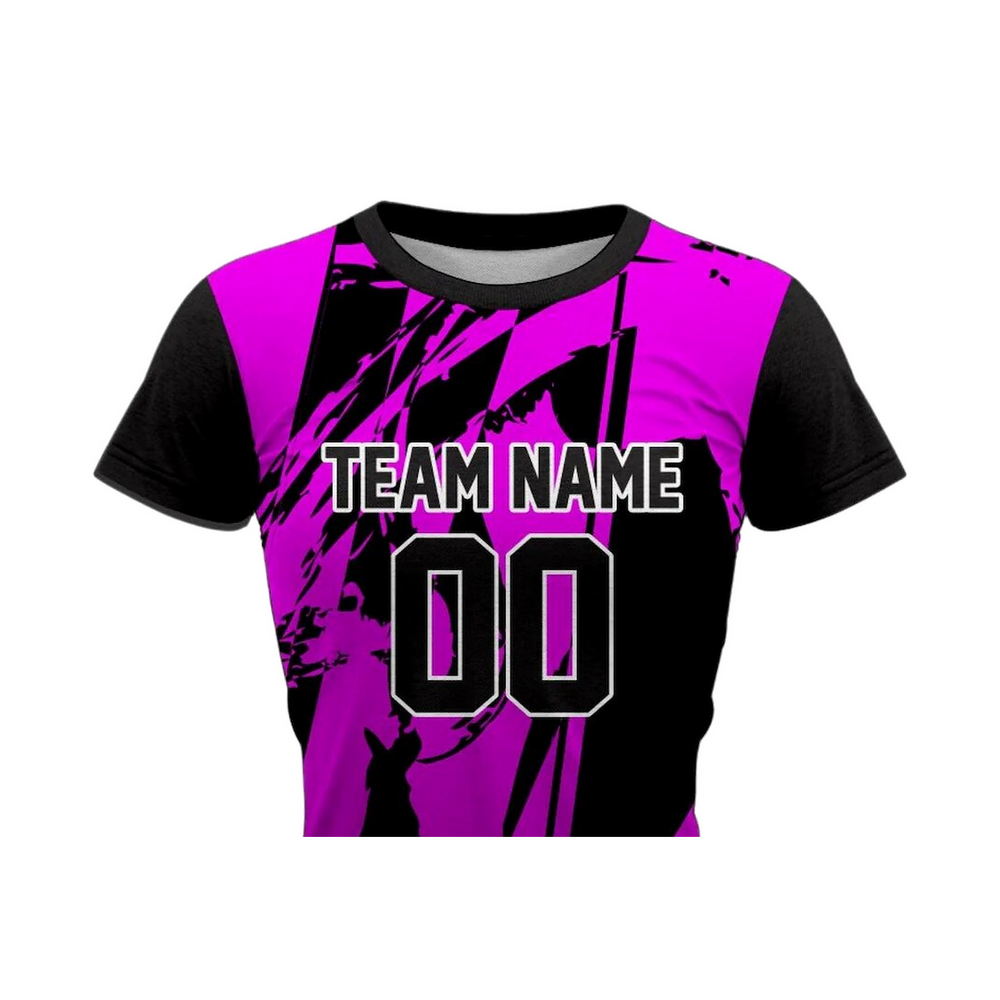 Versus Sportz Custom Volleyball Jersey - VB1 close-up showing collar, team name, number, and fabric detail