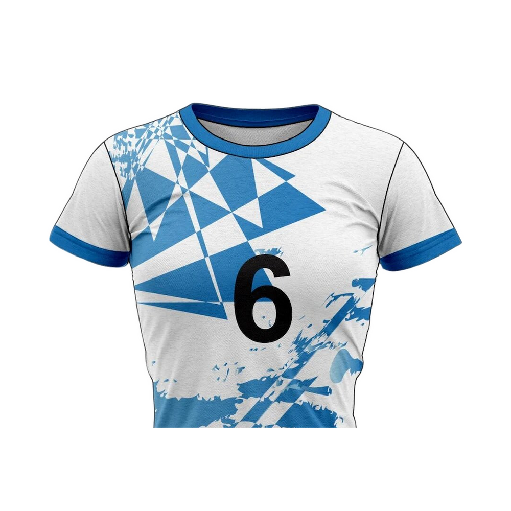 Versus Sportz Custom Volleyball Jersey - VB2 close-up showing collar, team name, number, and fabric detail