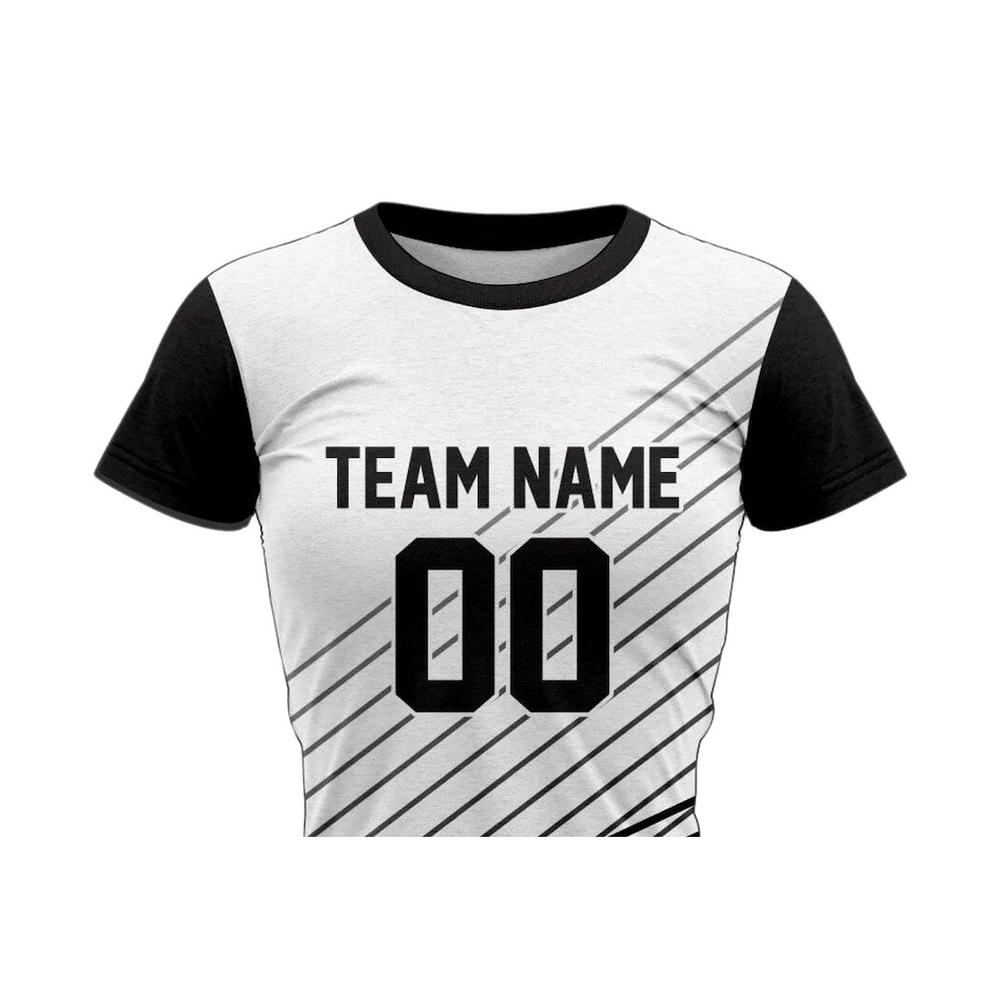 Versus Sportz Custom Volleyball Jersey - VB3 close-up showing collar, team name, number, and fabric detail