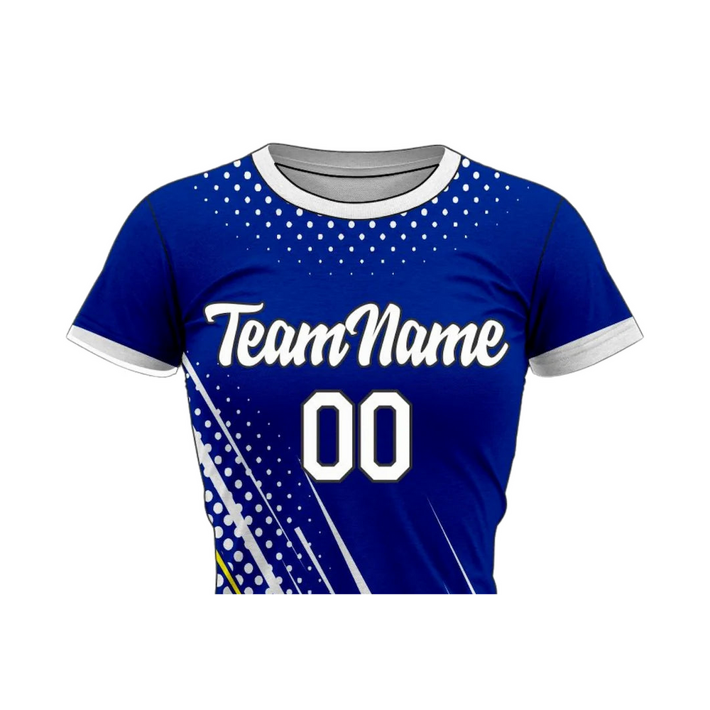 Versus Sportz Custom Volleyball Jersey - VB6 close-up showing collar, team name, number, and fabric detail
